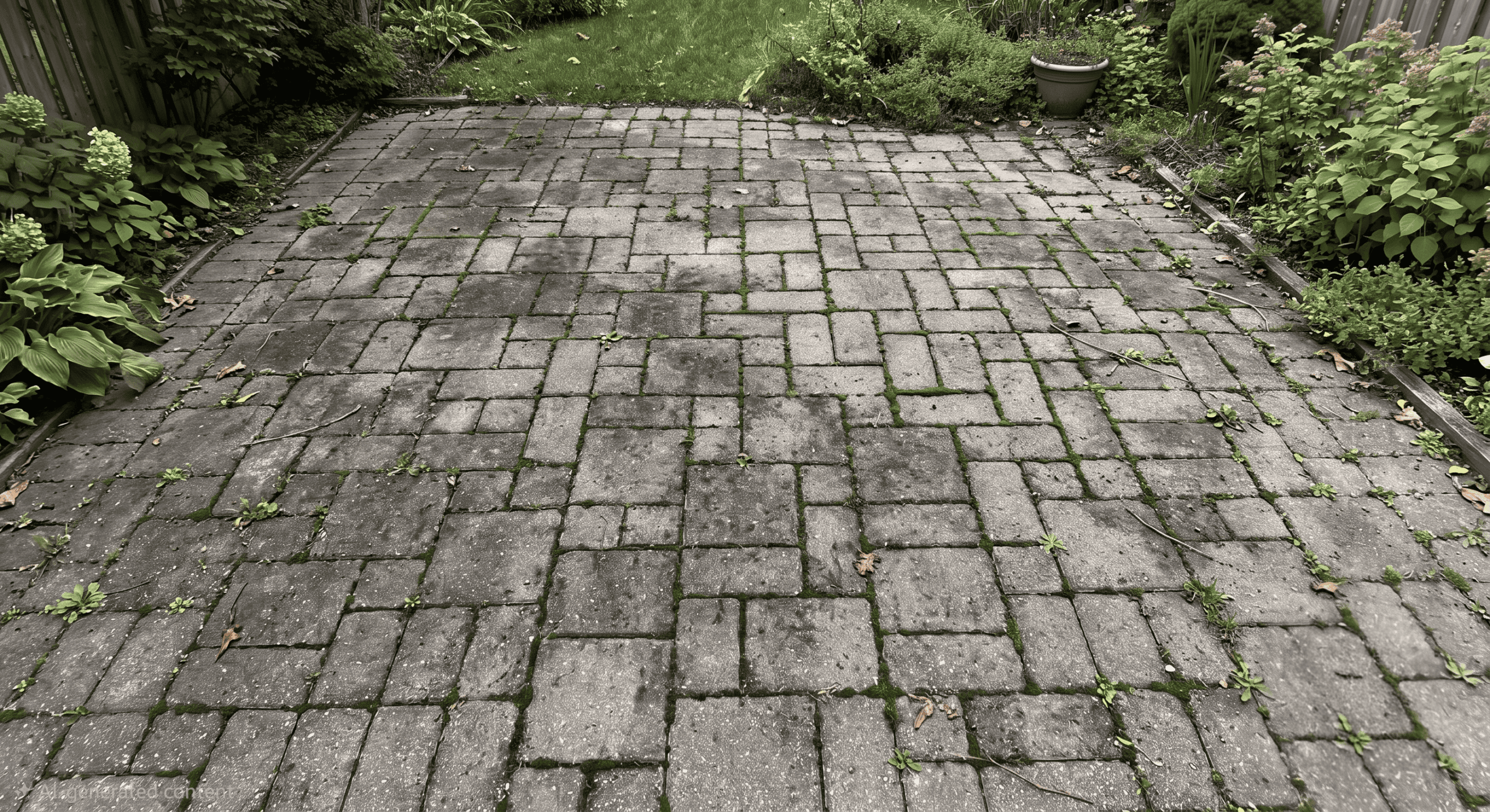 Paver patio after pressure washing in Madison, GA.